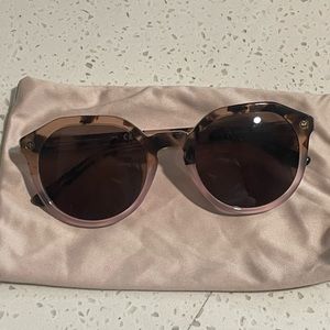 Tory Burch pink and tortoiseshell sunglasses + case